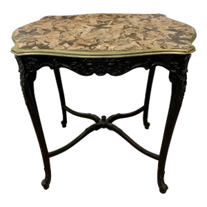 Vintage Painted French Provincial Accent Table With Butterfly Motif
