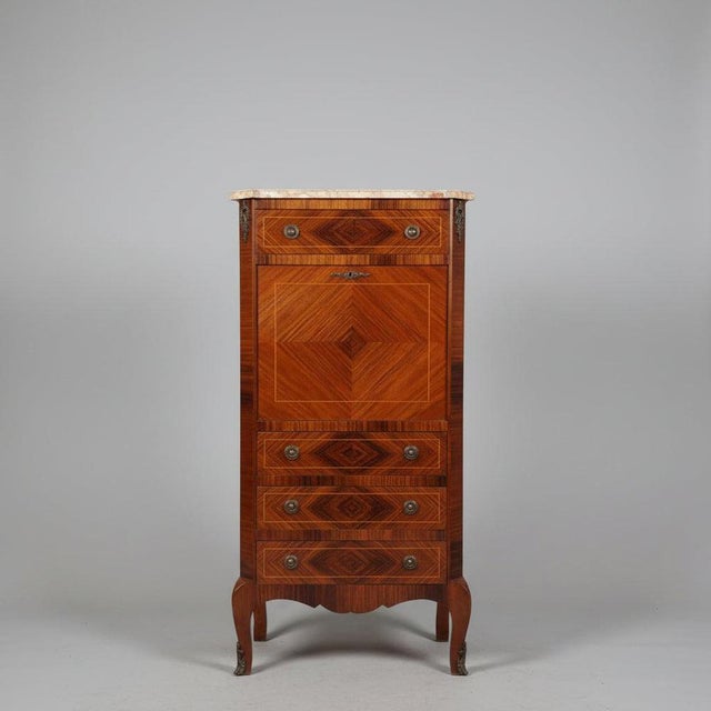 Louis Philippe Secretary Desk with Marble Top and Rosewood Veneer, France, 1900s For Sale - Image 17 of 17