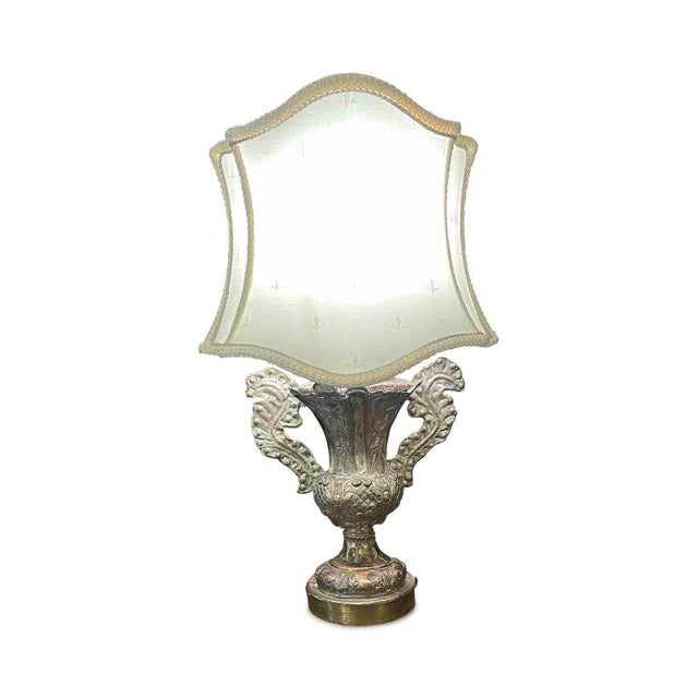 Antique 18th Century Lamp with Fan-Shaped Shade For Sale - Image 3 of 10
