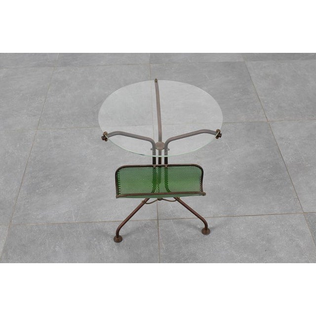 Mid-Century Round Glass and Brass Serving Table with Curved Legs, Italy, 1950s For Sale - Image 4 of 17