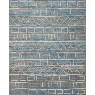 Nazmiyal Collection Sky Blue Tribal Contemporary Area Rug For Sale