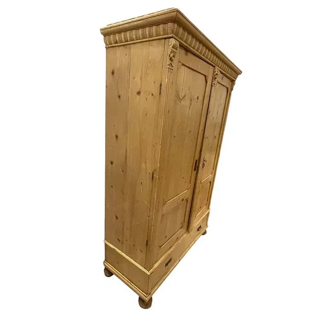 Antique French Pine Twoo Door Armoire Drawer to Base For Sale - Image 10 of 12
