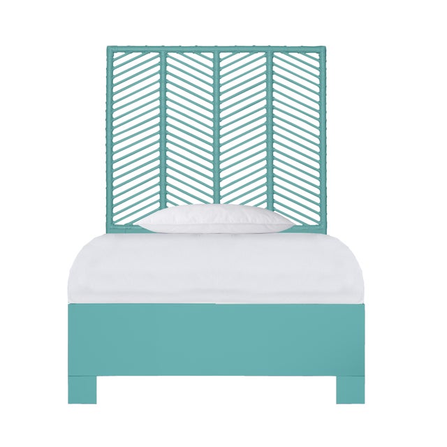 Liam Platform Bed Twin Extra Long - Turquoise For Sale - Image 12 of 12