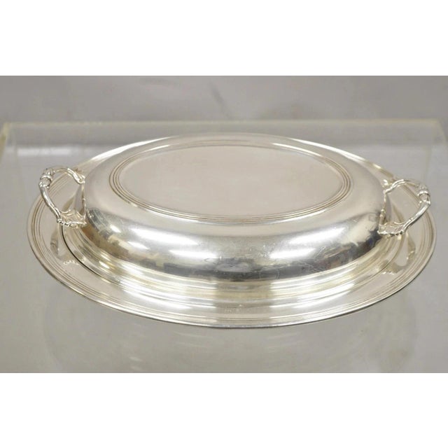 Vintage Sheffield Silver Co Usa Silver Plated Lidded Vegetable Serving Dish For Sale - Image 9 of 9