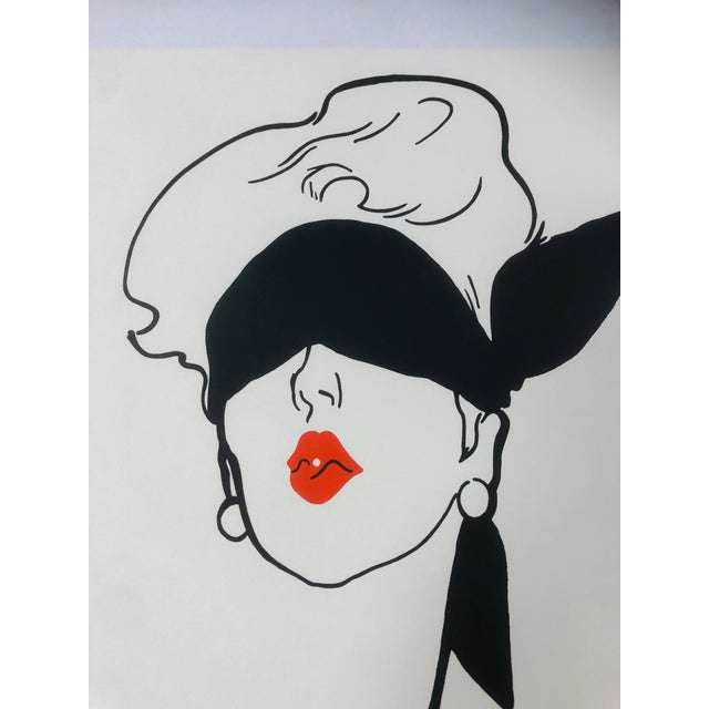 Original Vintage Le Rouge Baiser Offset Lithograph Poster Linen Backed on Canvas by René Gruau, 1970s For Sale - Image 7 of 18