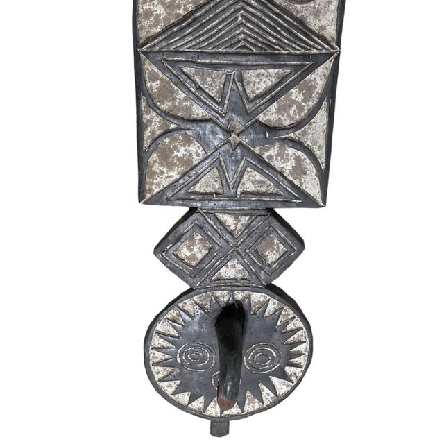 Black Vintage Large African Bobo Bwa Wooden Plank Mask Burkina Faso 79" H For Sale - Image 8 of 8