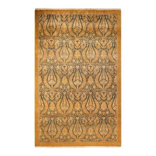 Mogul Hand Knotted Area Rug, Yellow - 5' 1" x 8' 0" For Sale