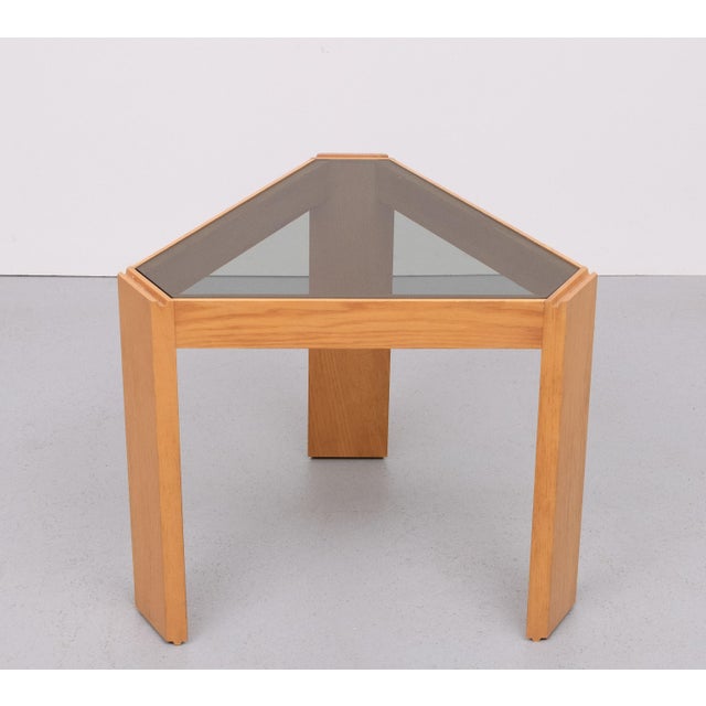 Beechwood Smoked Glass Side Tables by Porada Arredi, Italy, 1970s, Set of 2 For Sale - Image 8 of 12