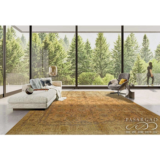 Textile Light Peach Fine Hand Knotted Vintage Tabriz 9'7'' X 12'4'' For Sale - Image 7 of 7