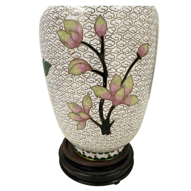 Mid-20th Century Hand-Crafted Vintage Chinese Cloisonne Vase - Peony Blossoms For Sale - Image 11 of 13