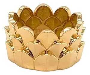 Fred of Paris 18k Yellow Gold 12mm Wide 3 Tier Crown Band Ring - Size 53