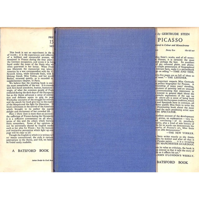 STEIN, Gertrude [191] pp. B.T. Batsford Ltd. 1945 8 3/4" x 5 7/8" Jacket design by Cecil Beaton In "Wars I Have Seen"...