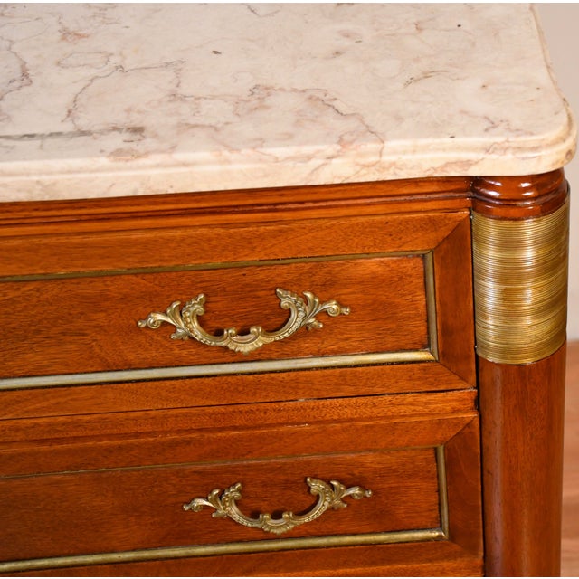 1920s 1920s Antique French Louis XVI Mahogany Marble Top Commode Dresser For Sale - Image 5 of 15