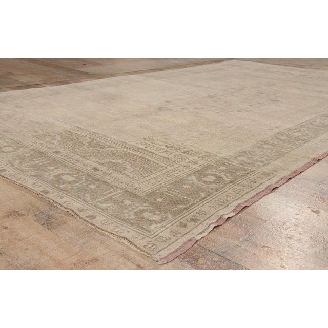 Tan Vintage Turkish Oushak Rug, 06'05 X 11'01 For Sale - Image 8 of 10