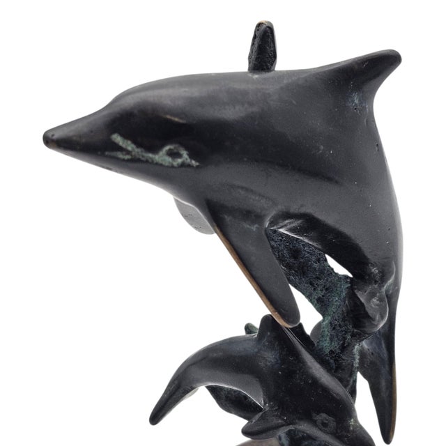 Modernist Bronze Dolphin Sculpture on Marble Base, 8" For Sale - Image 10 of 14