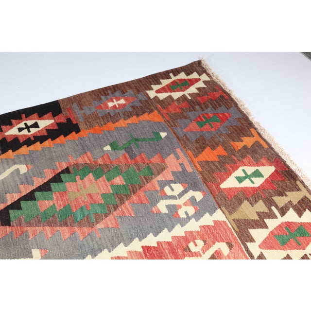 Vintage Flatweave Turkish Kilim Rug For Sale - Image 4 of 14