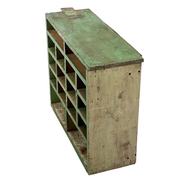 Vintage 1950s Large Industrial Painted Green Wood Factory Cubby ...