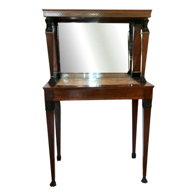 Empire Mahogany Console Table with Mirrored Back, 19th Century For Sale
