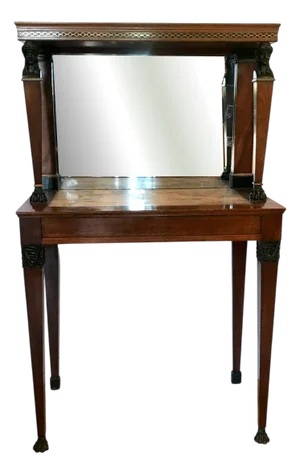 Empire Mahogany Console Table with Mirrored Back, 19th Century