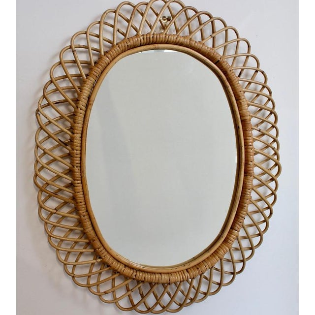 Vintage Italian Rattan Wall Mirror, 1960s For Sale - Image 12 of 12