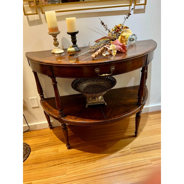 English Vintage Jonathan Charles Demilune Console Table For Sale - Image 3 of 8