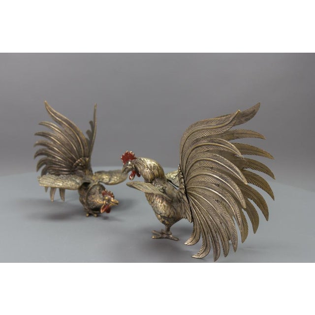 Bronze Sculptures of Fighting Roosters, Japan, 1950s, Set of 2 For Sale - Image 11 of 18