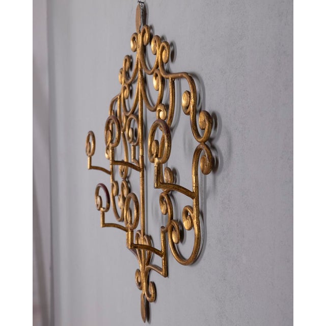 Vintage Italian Wall Coat Rack in Gilt Wrought Iron, 1950s For Sale - Image 6 of 14