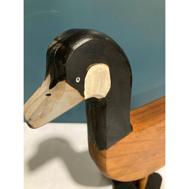 Wood Signed Folk Art Painted Wooden Duck Dated 1983 For Sale - Image 7 of 10