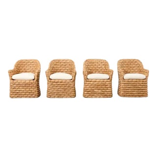 Set of Four Ralph Lauren Joshua Tree Woven Dining Chairs For Sale