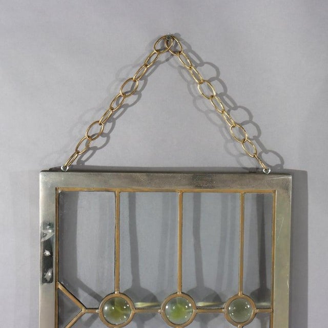 Pair of Antique Frank Lloyd Wright School Leaded Glass & Jeweled Window C1910 For Sale - Image 4 of 11
