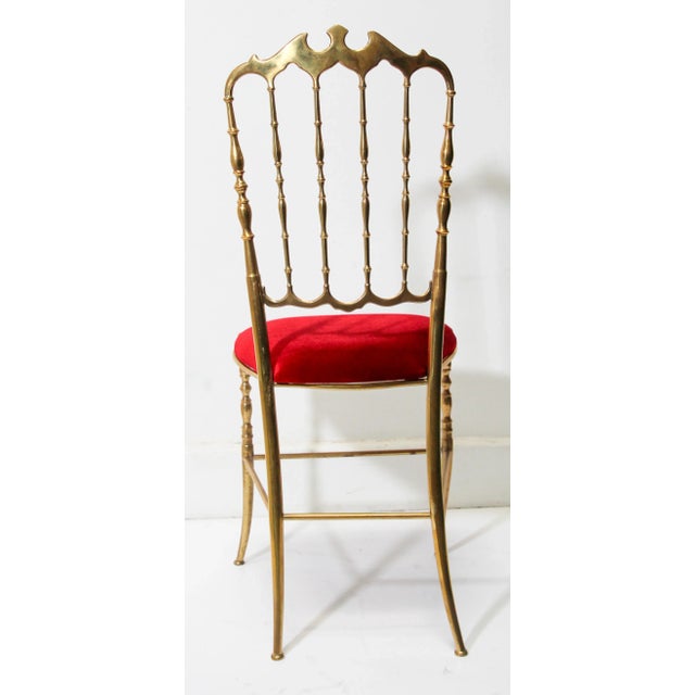 Metal Polished Brass Chiavari Chair With Red Velvet, Italy, 1960s For Sale - Image 7 of 10