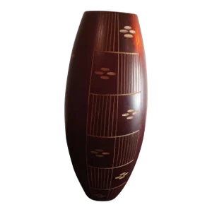 Mango Wood Pattern Etched Decorative Vase