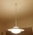 Exceptionnal set of 2 very large bauhaus pendant lights featuring an opaline glass shade on which a large sombrero style...