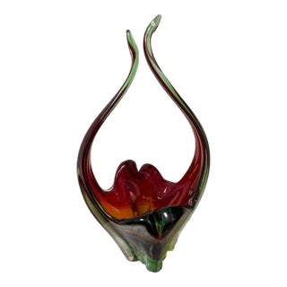 Vintage Murano Glass Sculpture Basket!! For Sale