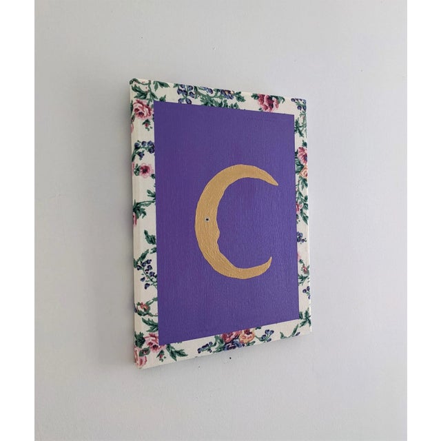 Art Deco "Not My Problem" Abstract Floral Crescent Moon Acrylic Painting by Frances Sousa For Sale - Image 3 of 9