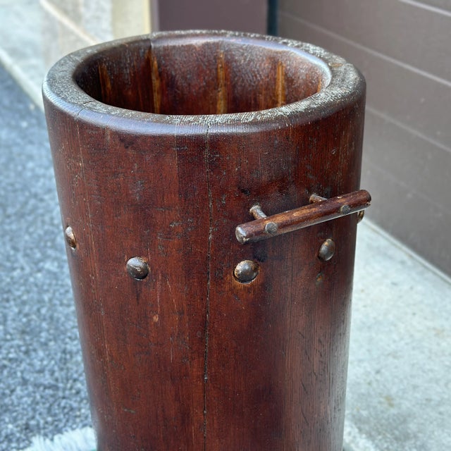 Wood Antique Rustic Wooden Cane or Umbrella Stand For Sale - Image 7 of 12