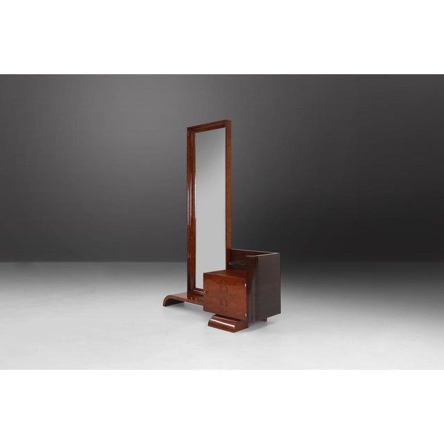 Art Deco dressing mirror made by De Coene Belgium in the 1930. Made of high quality materials as walnut veneer. Has a very...