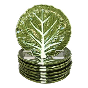 Belo Faiancas Portugal Green Cabbage Salad Plates- Set of 8