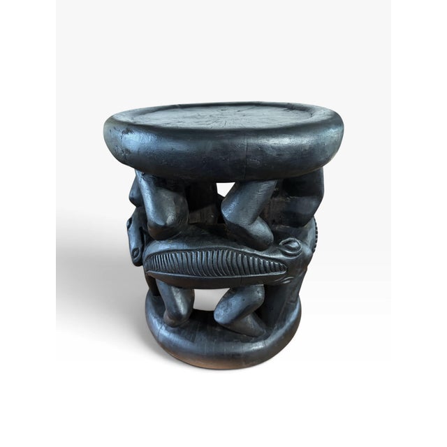 Unique Bamileke Royalty Stool/Table from Cameroon—an unusual find carved from a single piece of indigenous wood....