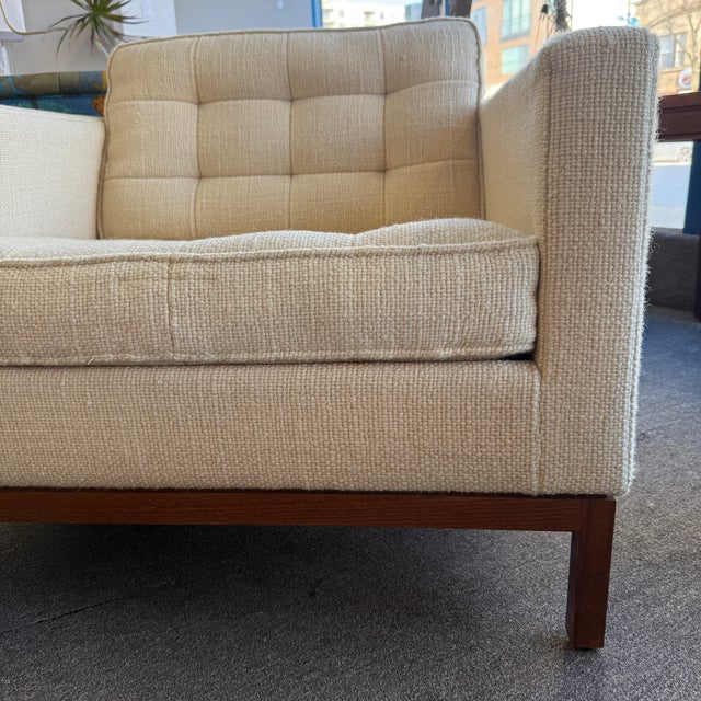 Knoll Florence Knoll for Knoll International Tufted Walnut Framed Armchair C1960s For Sale - Image 4 of 12