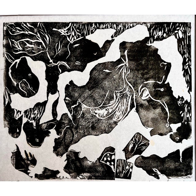 Abstract Vintage Abstract Expressionist Wood Block Print Titled “El Toro” by Sylvia T. Gavurin. For Sale - Image 3 of 9