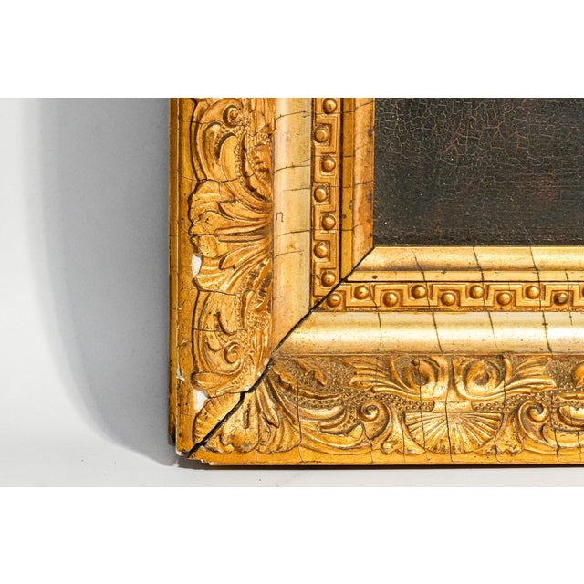 Interesting Antique 19th Century Monk Man Portrait Oil Painting Ornate Gold Frame Home Decor Wall Art For Sale - Image 10 of 13