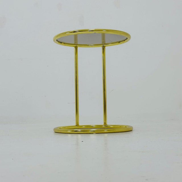 Gold Bauhaus Round Golden Chrome and Glass Side Table, 1980s For Sale - Image 8 of 11