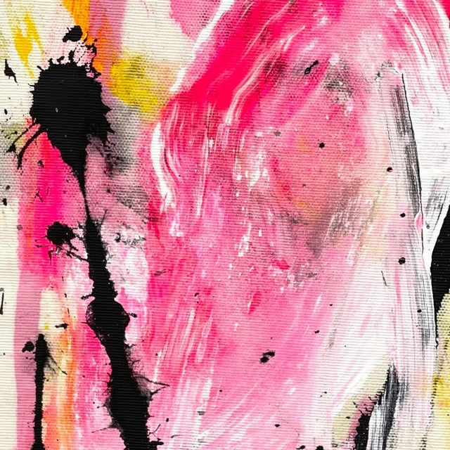 Abstract Contemporary Abstract Mixed Media on Canvas Painting "Slightly Tart" by Ludovic Dervillez For Sale - Image 3 of 3