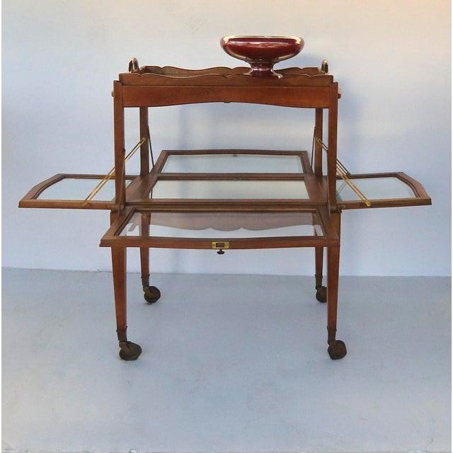 French Walnut Trolly Cart Display Lift Off Serving Tray Dessert Stand Side Table For Sale - Image 12 of 12
