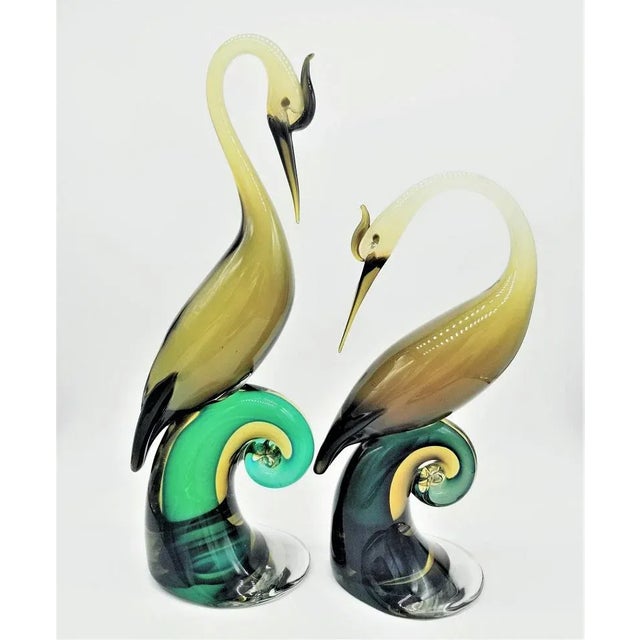 Mid-Century Modern 1970s Vintage Salviati Murano Glass Herons - a Pair For Sale - Image 3 of 11