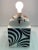 White 1960's Cast Metal Op Art Lamp With Milk Glass Orb For Sale - Image 8 of 10