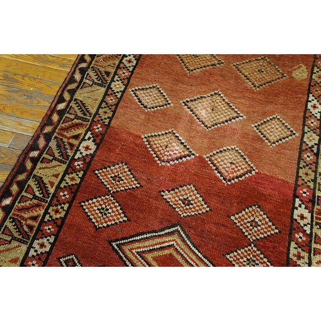 1890s Red Geometric Tribal Antique Nw Persian Rug 3'10" X 8'6". Handknotted Wool Carpet For Sale In New York - Image 6 of 6