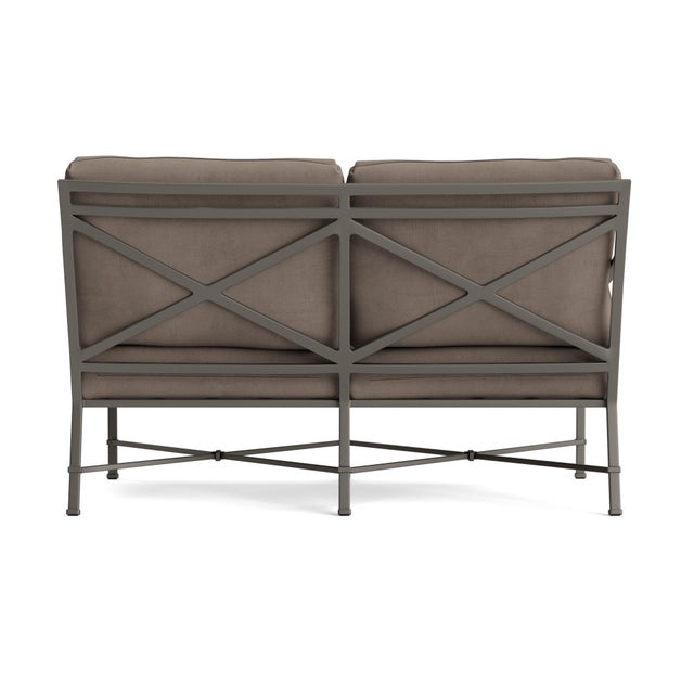 Brown Jordan Brown Jordan Venetian Left Arm Loveseat, Mica frame with Fusion Taupe fabric For Sale - Image 4 of 11