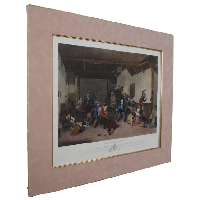 "Antique hand colored engraving of “Blind Man’s Buff.” featuring a large game of hide and seek. Original painted by Sir...